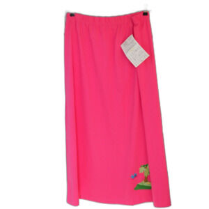 NWT Vintage Quacker Factory Hot Pink Cotton Knit Maxi Skirt Flamingo XL